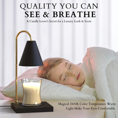 CozyBerry® Candle Warmer Lamp, Compatible with Yankee Candle Large Jar, Candle Lamp, Dimmable & Timer Melter for Scented Candle, Wax Melt, Small & Large Size Jar Candles (Wood Black, Timer)