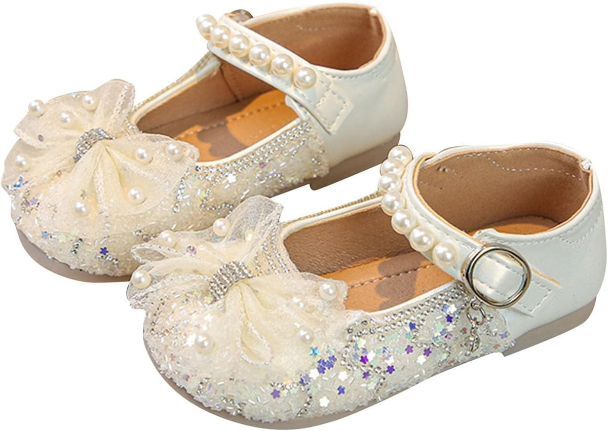 IWIHMIV Baby Dress Shoes Girl Flat Dress Shoes Toddler/Little Girls Mary Jane Flat Shoes Slip-On School Party Dress Shoes