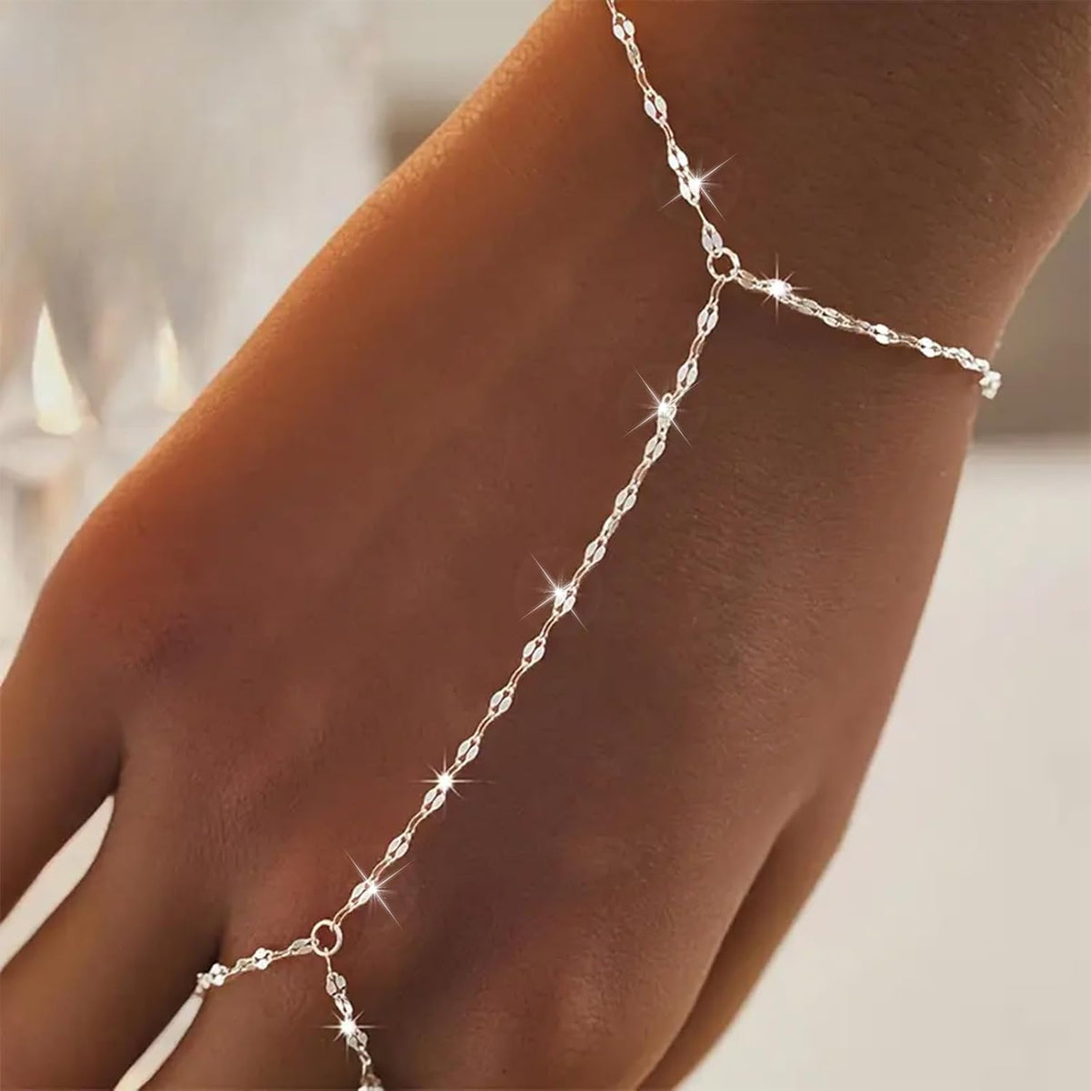 Dainty Hand Chain Bracelet for Women Gold Finger Ring Slave Bracelet Zircon Jewelry Gifts 2025