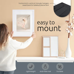 Kiera Grace Contempo Picture Frame, 9" x 11" Large Picture Frame with Easel, Holds an 8" x 10" Photo, Wood Frame for Wall Hanging, Durable Frame for Photo Display, Black