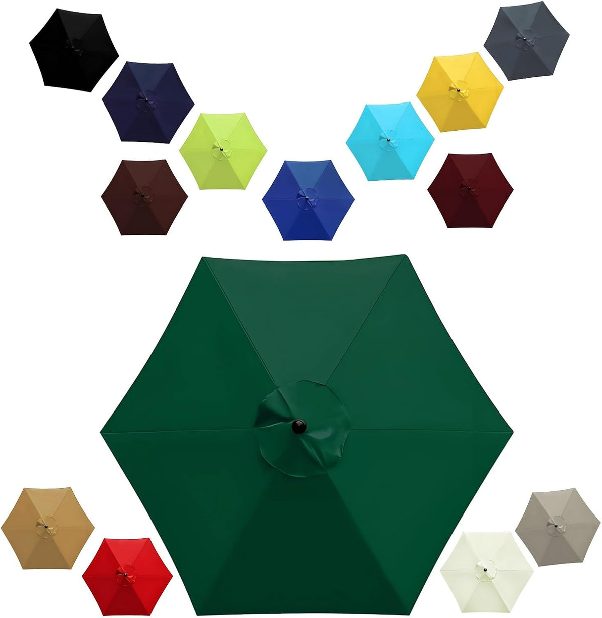 6.5ft 7.5ft 8.2ft 8.9ft 9.8ft 11.5ft Patio Umbrella Replacement Canopy UV Protection Waterproof Replacement Canopy Cover for Garden Outdoor Lawn 6/8 Ribs