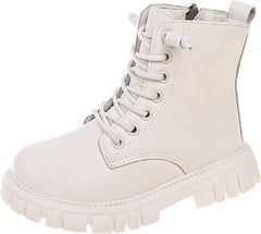 IWIHMIV Ankle Boots for Girls Boots Kids Boys Winter Boots Boys Girls Ankle Boots Kids Lace Up Shoes With Side Zipper for Toddler