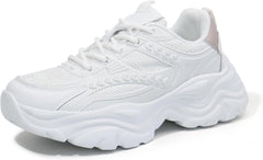 Women's Lace-up Platform Walking Shoes Comfortable Retro Stylish Workout Sport Work Casual Chunky Sneakers