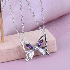 Elegant Butterfly Pendant 925 Sterling Silver Necklace for Women, Zirconia Inlaid Tassel Design, Hypoallergenic, Versatile Wear for Daily & Vacation