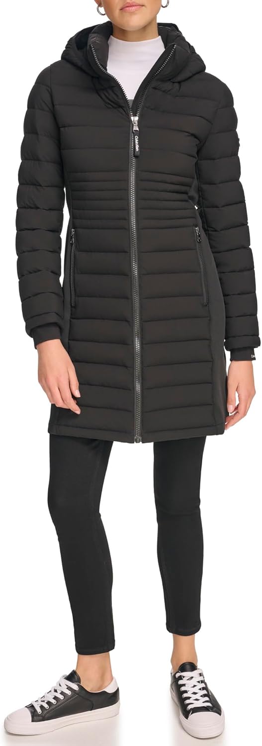 Calvin Klein Women's Long Light-Weight Puffer Jacket