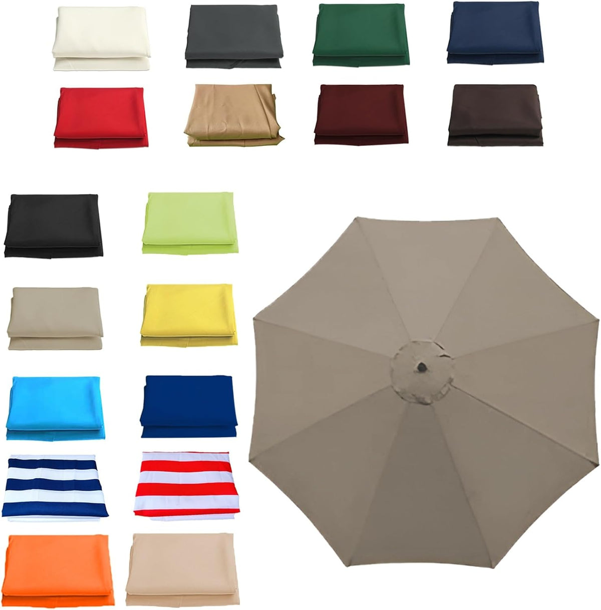 Patio Umbrella Replacement Canopy Top 11.5FT 9.8FT 8.8FT 8.2FT Parasol Canopy Cover for Outdoor Backyard Pool Umbrellas Cantilever Parasol Replacement Cover(Grass Green,6 RIBS/200CM(6.5FT))