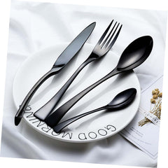 Dinner Fork Black Stainless Steel Tableware Fork Elegant Western Cutlery for Meat Steak Serving