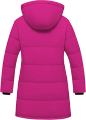 Girl's Winter Coat Kids Long Puffer Jacket Waterproof Ski Outerwear Warm Puffy Dress Coat with Hood