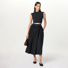 The Drop Women's Arlo Voluminous Cotton Poplin Midi Skirt