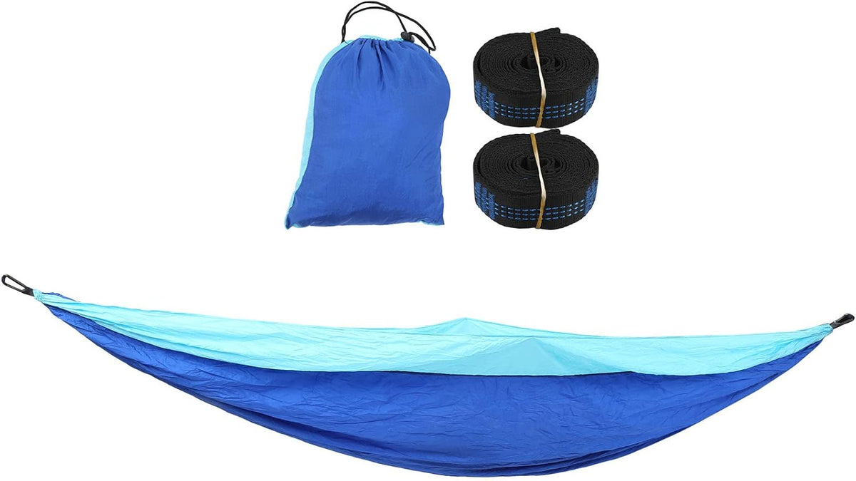 Camping Hammock, Portable Hammock Double Hammock Outdoor Camping Hammock for 2 Person Portable Parachute Nylon Hammock for Travel Outdoor Backpacking (Blue Sky and Blue)
