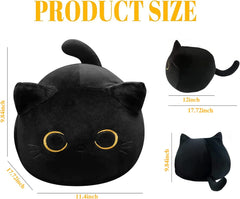 Soft Black Cat Plush Toy Pillow - Stuffed Animal for Kids, Boys & Girls Gifts