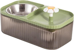 2 in 1 Cat Water Fountain and Food Bowl,Cat Fountain Water Bowl,Pet Water Bowl Fountain,Automatic Pet Water Dispenser,Cat Food and Water Bowl Set,Cat Feeding and Watering Supplies(Blue)