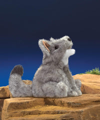 Folkmanis Small Coyote Hand Puppet, Gray; White; Black