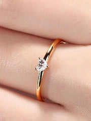 Womens Ring Small Heart Gold Color Elegant Stylish Jewelry Romantic Weddings Engagements