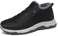 Men's Wide Warm Fur Lined Slip On Snow Boots Winter Hand Stitching Low Top Anti-Slip Loafers Shoes Comfortable Lightweight Casual Walking Shoes