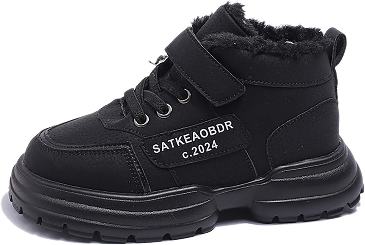 Boys Girls Winter Snow Boots Comfortable Warm Fur Lined Toddler Sneakers Outdoor Slip on Walking Ankle Booties for Kid