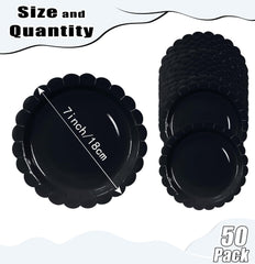 HEIPINIUYE 25 Pieces Light Pink Paper Plates 7 Inch Pink Scalloped Plates Disposable Dinner Plate for Wedding Baby Shower Birthday Party Dessert Plate