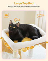 Cactus Cat Tree 35.4"- Medium Cat Tower w/Sisal Scratching Post, Cat Condo for Indoor Cats, Large Padded Top Perch, Comfy Hammock, and 2 Dangling Balls for Small-Medium Cats, Green