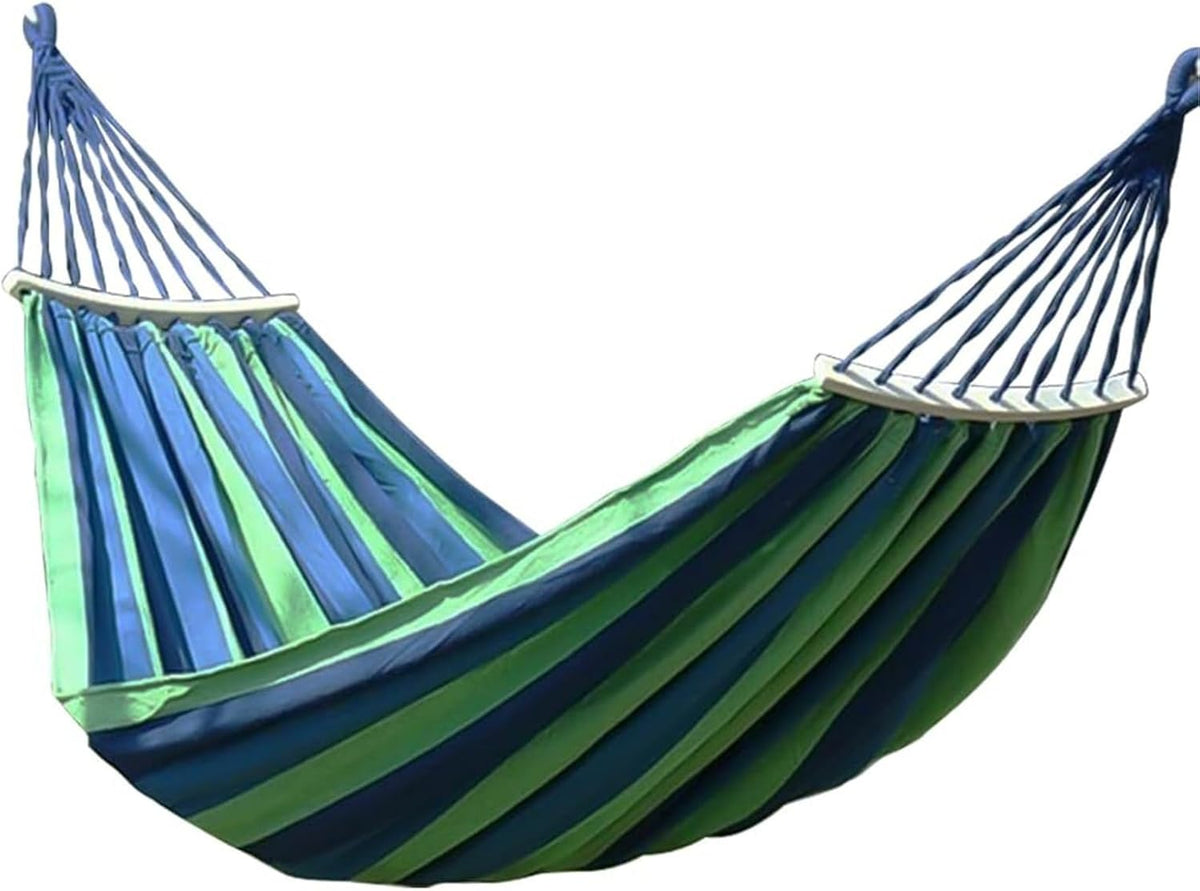 Comfortable Double Canvas Hammock, Fabric Camping Hammock 250x150CM, Portable Lightweight Hammock with Travel Bag for Camping