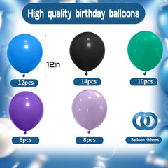 Boys Girls Video Game Balloons, 50pcs 12inchs Black Purple Teal Blue Balloons, Party Balloons for Boys Girls Video Game Birthday Baby Shower Party Decorations Party Supplies