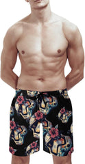Tropical Stormtrooper Floral Print Men's Swim Trunks Quick Dry Hawaii Board Shorts Mesh Lining Beach Swimwear with Pockets