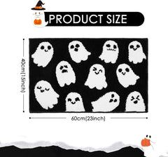 Halloween Bathroom Rug Spooky Black White Ghost Bath Mat for Halloween Bathroom Decor Non-Slip Washable Ghost Bath Rug for Front Doormat, Bedroom Rug Decor 20 X 31 Inch