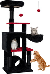49in Cat Tree with Scratching Posts,Window Perch,Condo, Basket,Tunnel, Pompoms, Kittey Tower for Indoor Cats,Light Gray