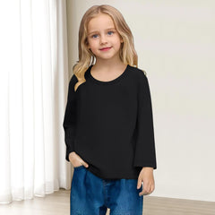 3 Pack Girls Long Sleeve T-Shirts Toddler Soft Modal Top Kids Boys Crewneck Basic Solid Layering Tees for 1-15 Years