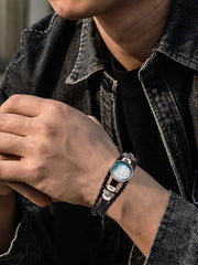 1Pc Sport Theme Fashionable Bracelet, Cowhide Multi-strabd Bracelets for Women, Inner Diameter: 3-1/8-4-7/8 inch(8-12.5cm)