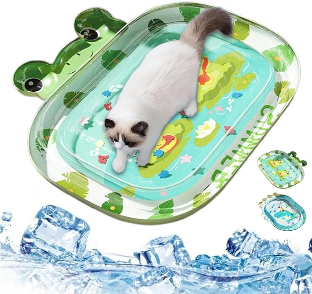 Cooling Mat for Dogs Cats,Ocean-Themed Cat Water Sensory Play Mat,Water Filled Cat Cooling Mat Three-Layer Thickening Cooling Mat for Dogs,Summer Cat Water Bed,Anti-Scratch Design Pet Water Mat