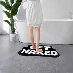 Get Naked Bath Mat, Cute Bathroom Rug for Bathroom Floor, 16" X 24" Irregular Non Slip Shower Floor Mat, Soft Mat Funny Home Room Decor, School Supplies, Gifts for Women Men