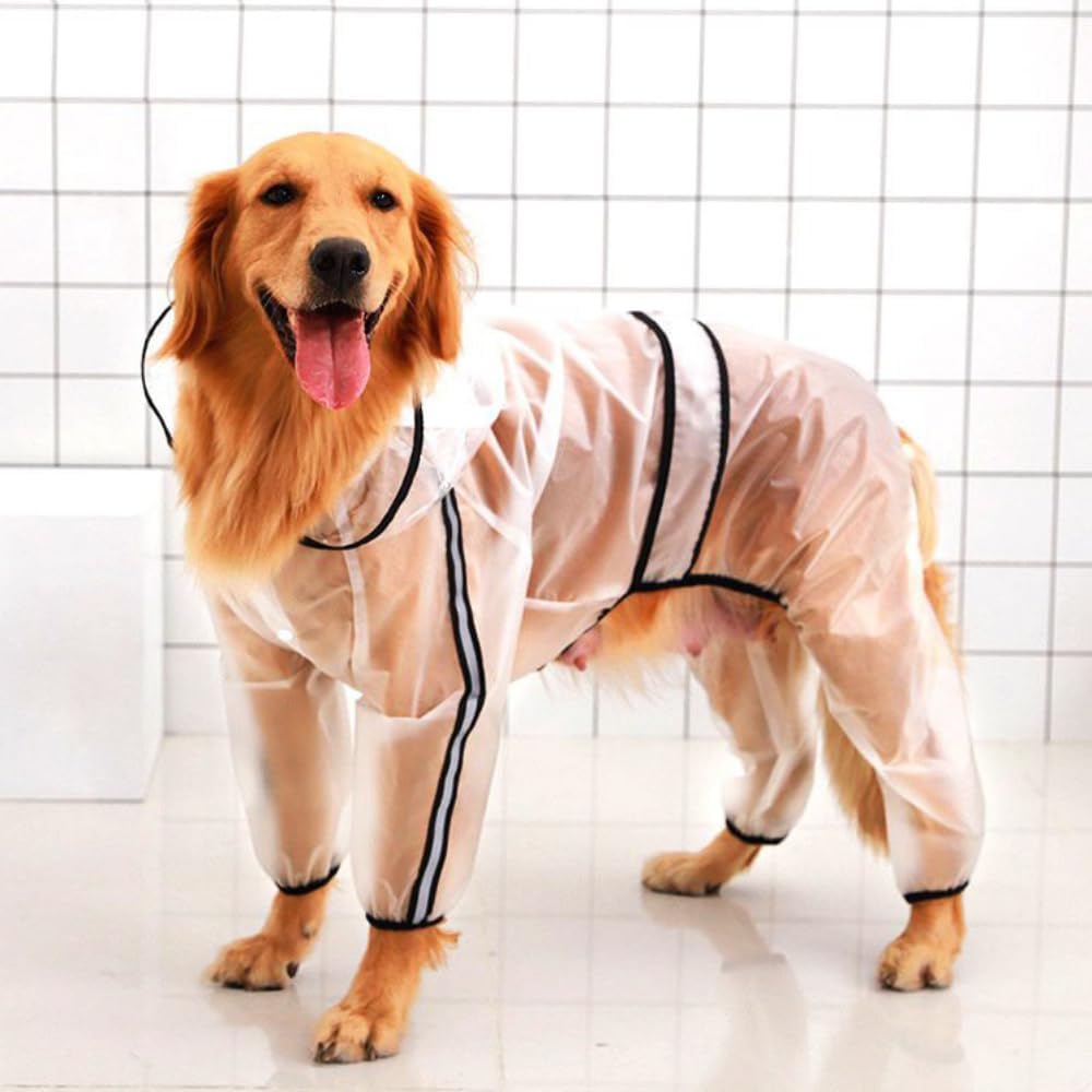 Dog Raincoat Hooded Clear Waterproof Jacket Pregnant Large Rainwear Pet Outdoor Apparel (X-Small,Clear)
