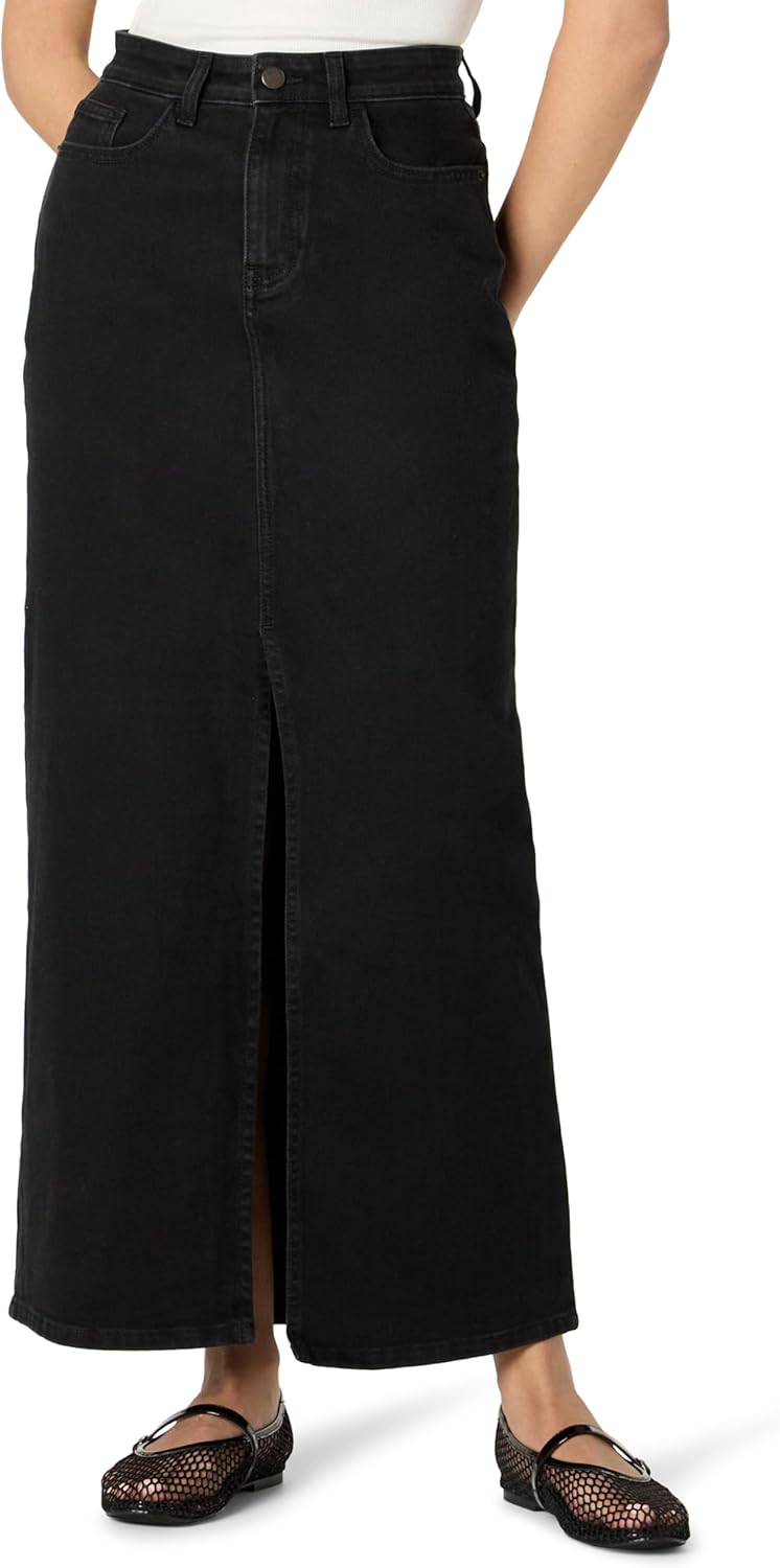 The Drop Women's Rylie Maxi Denim Skirt with Front Slit