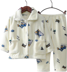 Boys Girls Winter Fleece 𝐏a𝐣amas Set Kids Toddler Flannel 𝐏js Button Down 𝐒leepwear 𝐂artoon 4t Clothes for Boys