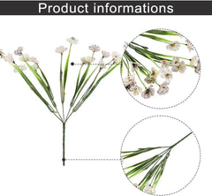 Artificial Outdoor Flowers Plastic Plants with 5 Stems Lifelike Fake Spring Grass for Garden Porch Yard Wedding Decoration(Yellow)