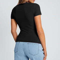 Basic Tops for Women Short Sleeve Baby Tees 3 Pack Crew Neck T Shirts Slim Fit Tees Y2K Cute Going Out Tops