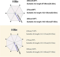 Replacement Parasol Canopy Sun Umbrella Replacement Cloth Replacement Covers 6/8 Ribs Market Patio Umbrella Canopy Cover for 2 m 2.3 m 2.5 m 2.7 m 3.0 m 6 Arms/8 Arms(K70,2.7m 8.8ft- 8 Ribs)