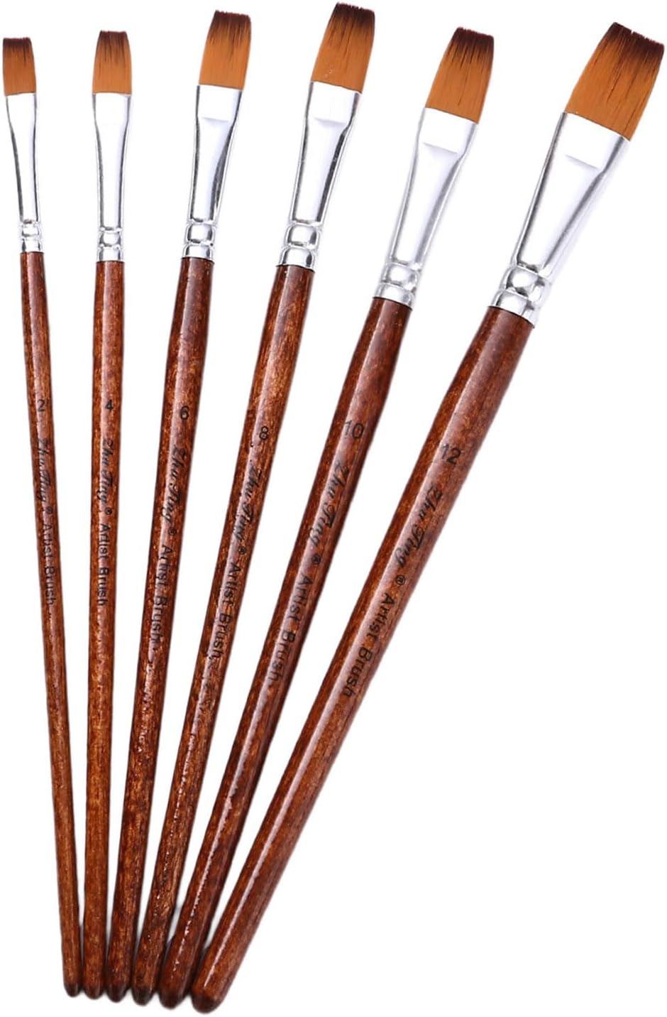 6Pcs Nylon Bristle Paint Brush Watercolor Paint Brush for Gouache Acrylics Oil Watercolor Painting Artist Paintbrush