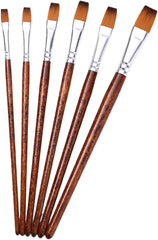 6Pcs Nylon Bristle Paint Brush Watercolor Paint Brush for Gouache Acrylics Oil Watercolor Painting Artist Paintbrush