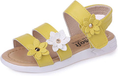 Little Girl Sandals Kids Non-Slip Sandals Rubber Baby Toddler Flower Girls Sandals Shoes Baby Shoes (Yellow, 7-8Years)