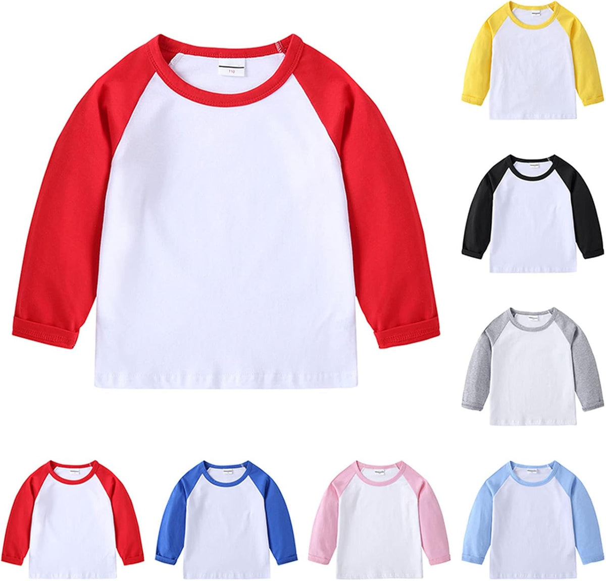 Toddler Long Sleeve Color Block T-Shirts Cotton Crewneck Tees Soft Undershirt Shirt Top for Baby Boys Toddler Clothes