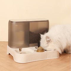 Dual Bowl Cat Feeder, Moderate Capacity, Removable for Easy Cleaning, Elegant Home Decor, Dining Environment, Meets All Day Feeding and Watering Needs (Grey)