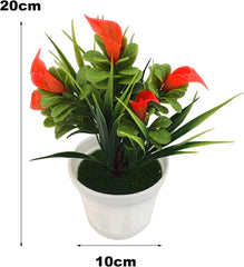 Artificial Plant Fake Flower Exquisite Plastic Artificial Bonsai Faux Plant Fake Potted Flower Home Office Garden Party Decor Artificial Potted Flower Faux for Home-Pink