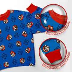 Nintendo Super Mario Boys Pajamas 2 Piece PJs Set Long Sleeve Top & Pants 100% Cotton Sleepwear for Kids & Teens
