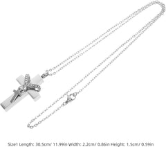 UPKOCH Cross Pendant Cremation Necklace for Cats and Dogs Stainless Steel Keepsake Necklace Pet Memorial Jewelry Pet Cremation Jewelry