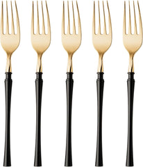 Forks Elegant Fusion Collection Plastic (Pack of 20), Glitter Silver/Gold