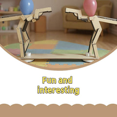 Headshot WoodBots, Handmade Wooden Shooting Puppets Balloon Game, Bamboo Man Fighting Puppets, Party Fun Board Games for 2 Adult Players with 100 Balloons and 2 Goggles (1Set)