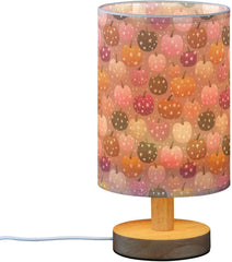 Brown Pumpkins Stars Bedside Table Lamp Small Desk Lamps Linen Fabric Shade Decorative Nightstand Lamp LED with USB Port Wood Base for Bedroom Living Room