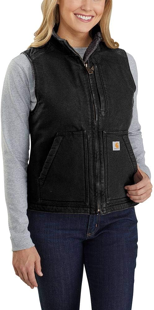 Carhartt Women's Relaxed Fit Washed Duck Sherpa-Lined Mock-Neck Vest