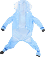 Hooded Dog Raincoat with Reflective Design Lightweight Poncho for Dogs Easy to Put and Off for Rainy Days and Outdoor Adventures Blue